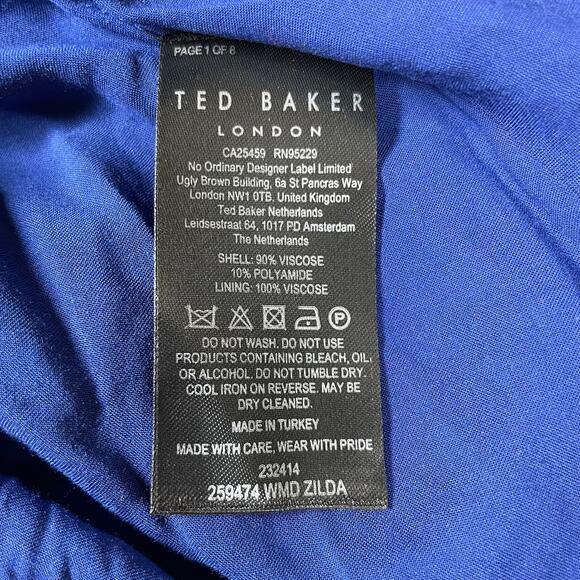 Ted Baker NWT Zilda Puff Sleeve Midi Fixed Wrap Front Dress Size 2 (US 6) Blue - Picture 11 of 15